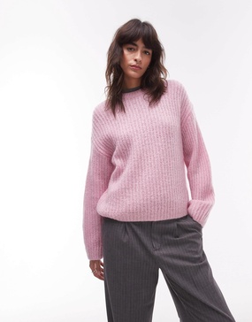 ARKET rich wool knit sweater with mohair in pink
