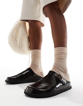 ASOS DESIGN mule clog loafers in brown