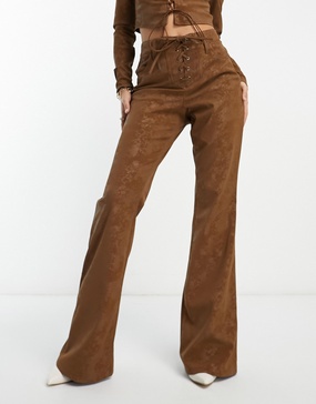 AFRM Millie low rise lace-up flared pants in mocha
