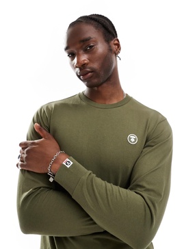 AAPE by A Bathing Ape long sleeve logo T-shirt in dark khaki