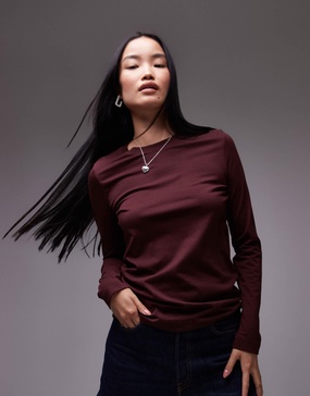 ARKET long sleeve t-shirt in burgundy