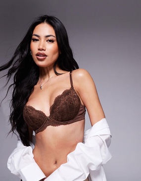 Ann Summers A-G Sexy lace plunge bra in brown