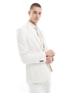 ASOS DESIGN skinny suit jacket in light stone