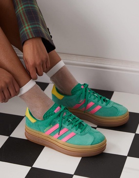 adidas Originals Gazelle Bold sneakers in green and pink