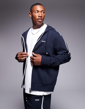 BOSS Green Saggy full zip hoodie regular fit in navy - part of a set