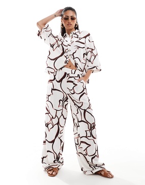 River Island abstract print pants in brown - part of a set
