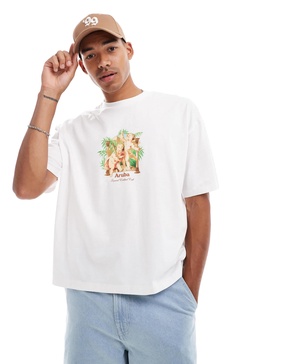 ASOS DESIGN oversized t-shirt in white with cherub chest print