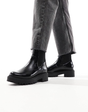 Stradivarius flat ankle boot in black