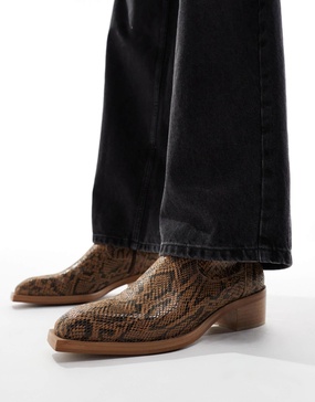 ASOS DESIGN chelsea boots in snake print