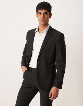 ASOS DESIGN washable slim suit jacket with wool in black