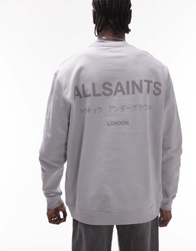 AllSaints Underground oversized sweatshirt in machine gray
