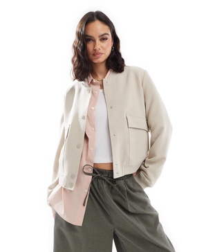 Vero Moda tailored bomber jacket with pockets in cream