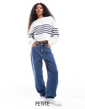 Bershka petite mom jeans in authentic blue