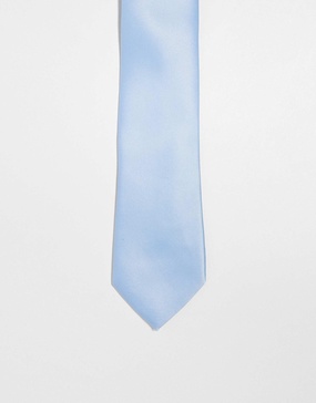 ASOS DESIGN plain satin tie in blue