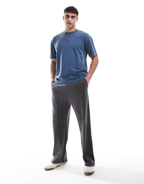 Bershka wide leg sweatpants in charcoal