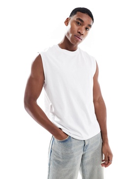 Bershka worker tank top in white