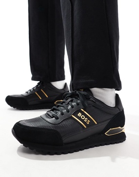 BOSS Parkour runner sneakers in black and gold