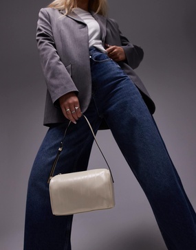 Topshop Sullivan barrel shoulder bag in off white