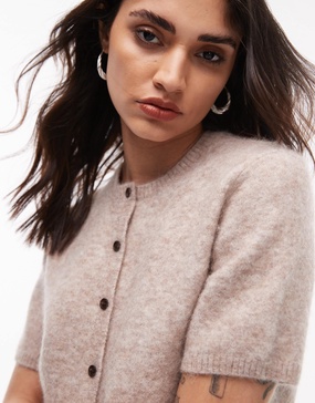 ARKET alpaca wool blend cardigan with short sleeves in beige