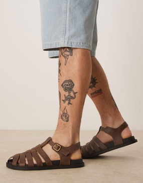 ASOS DESIGN fisherman sandals in brown