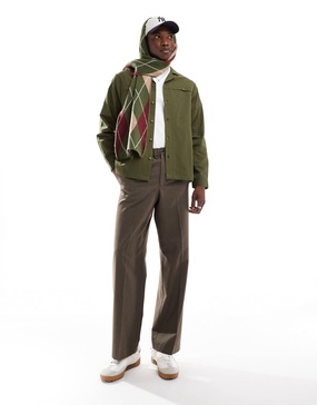 Another Influence camp collar utility shirt in olive