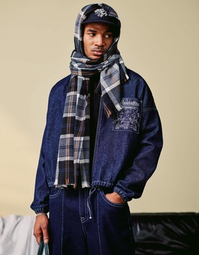 ASOS DESIGN harrington jacket with embroidery detail in indigo - part of a set