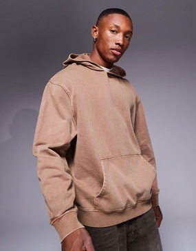 ASOS DESIGN oversized hoodie in washed brown - part of a set