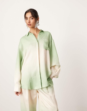 ASOS EDITION oversized shirt in green ombre print - part of a set