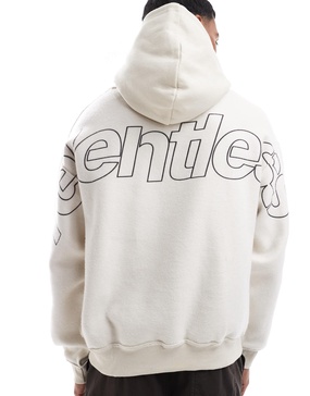 Bershka relentless back graphic hoodie in chocolate
