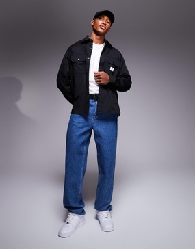 HUGO Blue Ekynone oversized overshirt in black