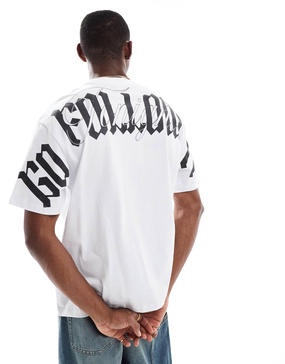 Bershka back graphic t-shirt in white