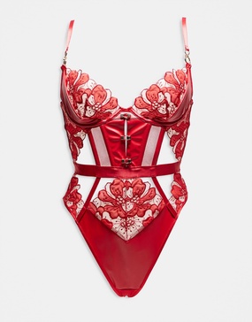 Ann Summers Dark side crotchless bodysuit in red