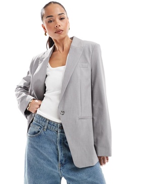 Bershka menswear inspired oversized blazer in light gray