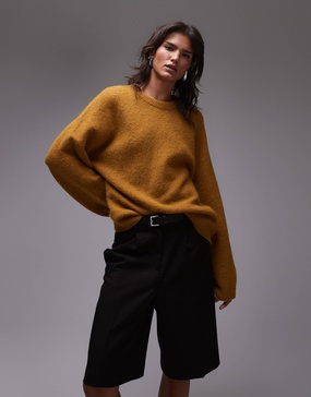 ARKET super soft alpaca wool blend relaxed sweater in ocra brown