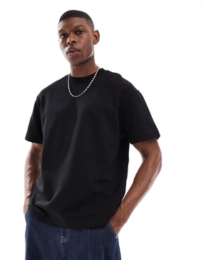 Bershka heavyweight oversized T-shirt in black