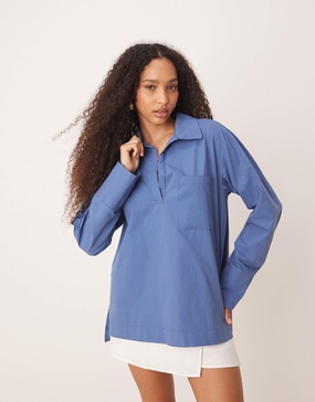 ASOS DESIGN poplin collared patch pocket shirt