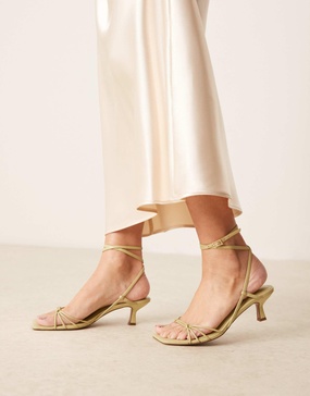 ASOS DESIGN Hammock strappy kitten heel sandals in pistachio