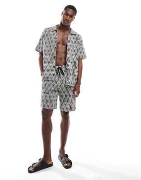 Bershka textured jacquard shorts in black - part of a set