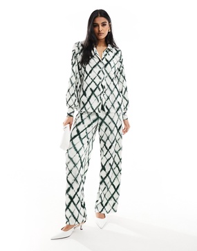 Vero Moda wide leg pants in tie dye plaid - part of a set