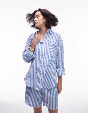 Topshop striped beach shirt in blue - part of a set
