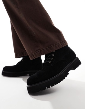 ASOS DESIGN lace up worker boots in black