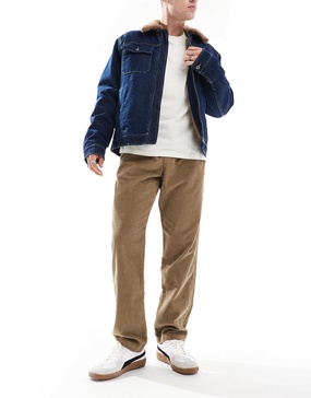 Jack & Jones loose fit drawstring cord pants in tan