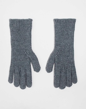 ASOS DESIGN ribbed gloves with long cuff in gray