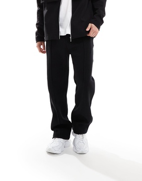 Bershka wide leg pintuck sweatpants in black
