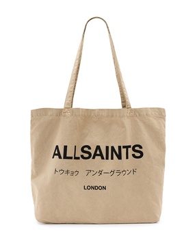AllSaints Underground unisex shopper tote bag in toffee brown