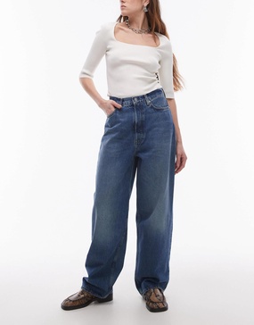 ARKET Amber barrel leg jeans in aged washed blue