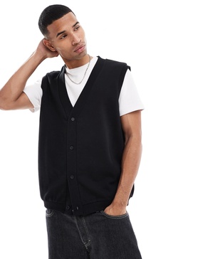 ASOS DESIGN oversized v neck jersey cardigan in black