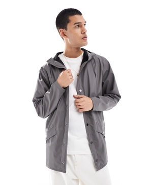 Rains 12010 waterproof short hooded jacket in gray