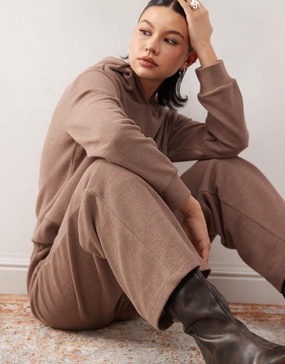 Reclaimed Vintage supersoft cozy wide leg sweatpants in brown - part of a set