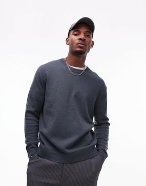 ARKET textured knit sweater in blue gray